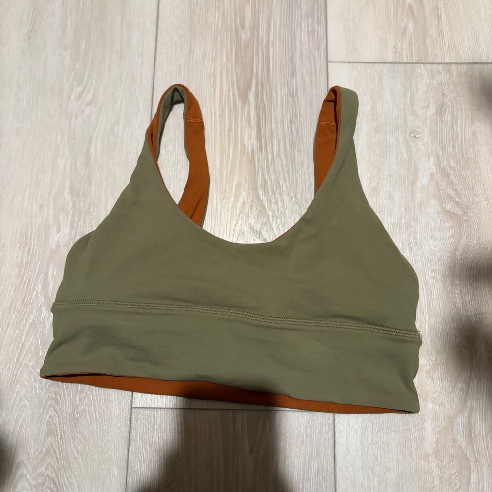 Lululemon Olive and Rust Reversible Sports Bra